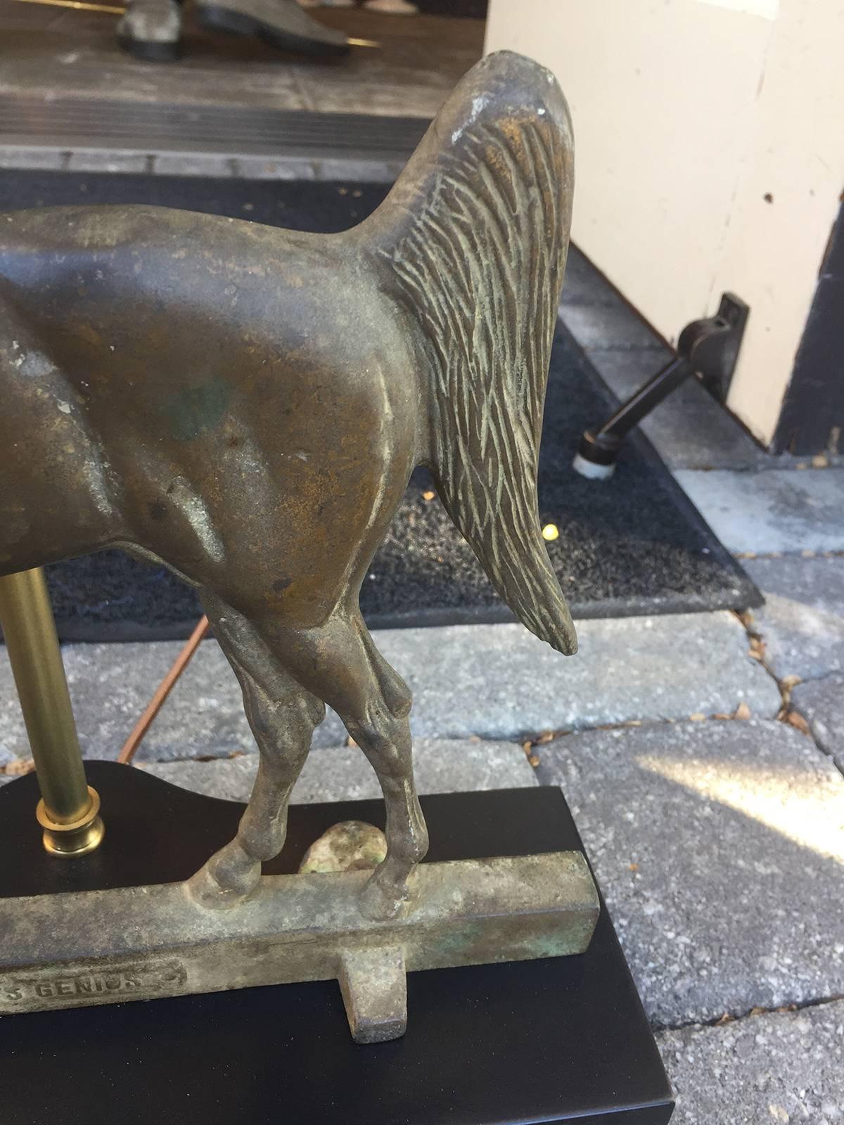 Bronze Horse by Grife-Loft Corp as Lamp on Custom Base, circa 1938 In Good Condition In Atlanta, GA