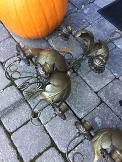 Pair of 1950s-1970s Brass Leaf Sconces