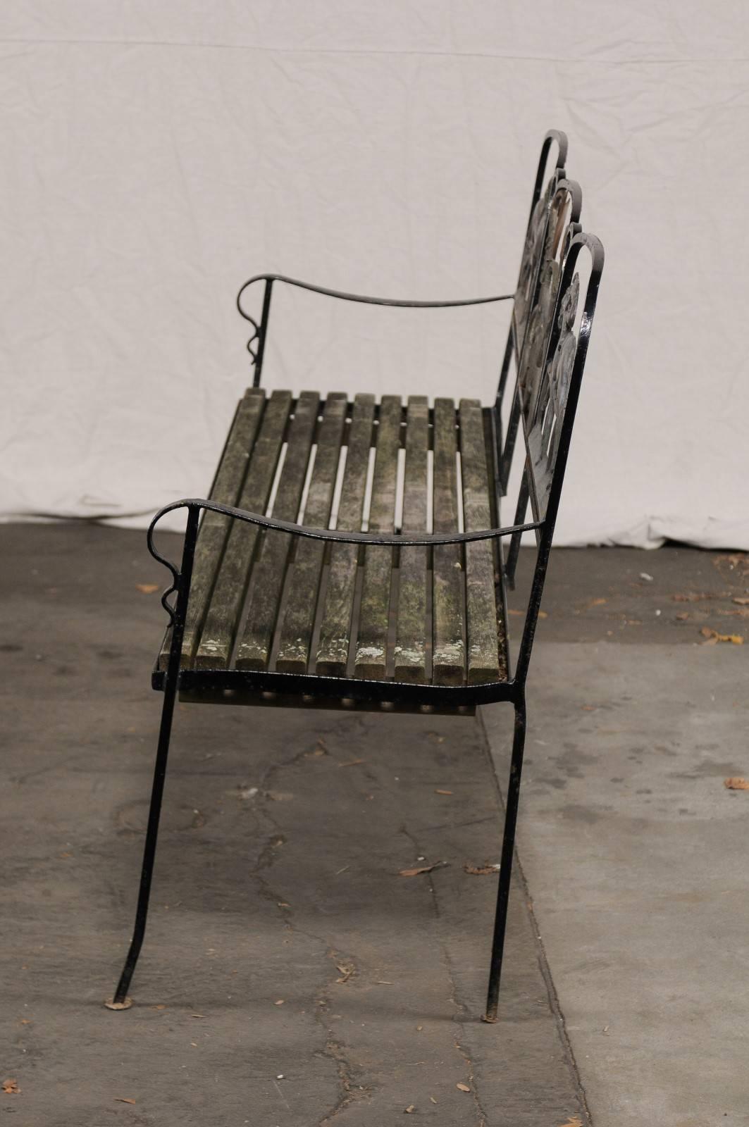 20th Century Iron and Brass Equestrian Bench, Wooden Seat 6