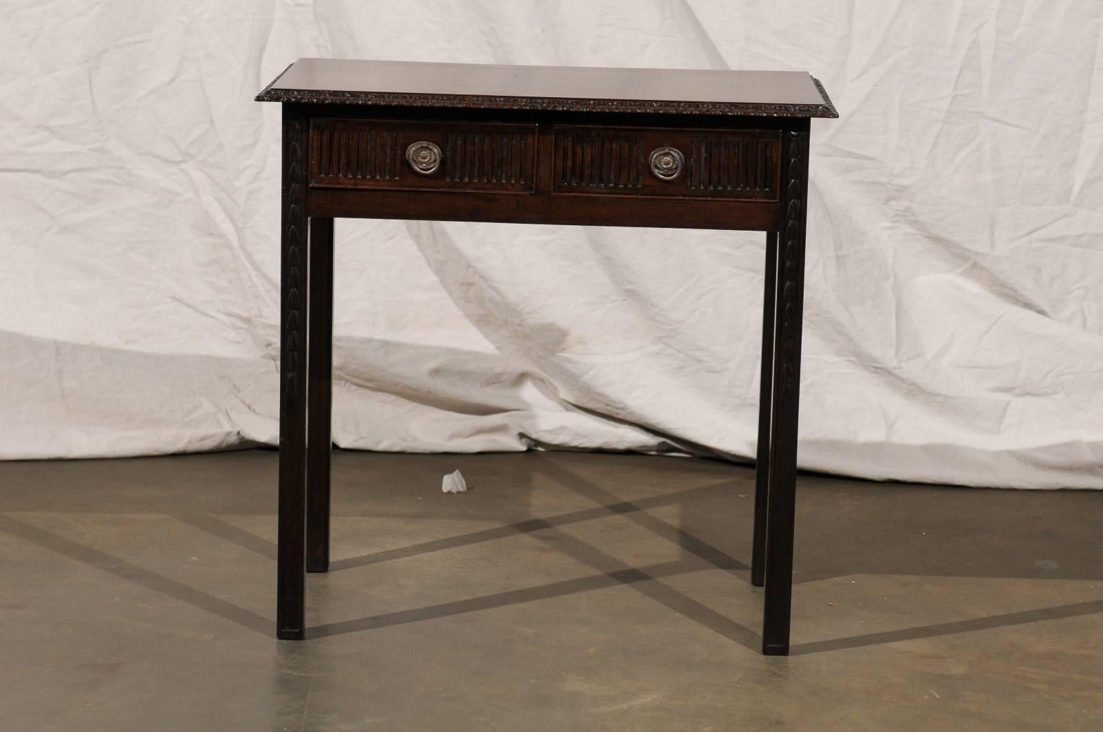 18th century English provincial two drawer table.