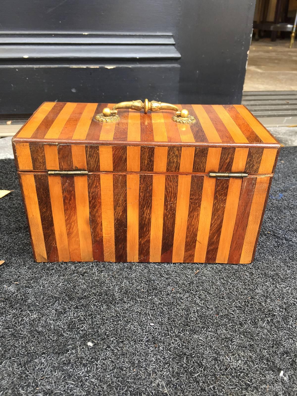 19th Century Early George III Harewood and Mahogany Inlaid Tea Caddy