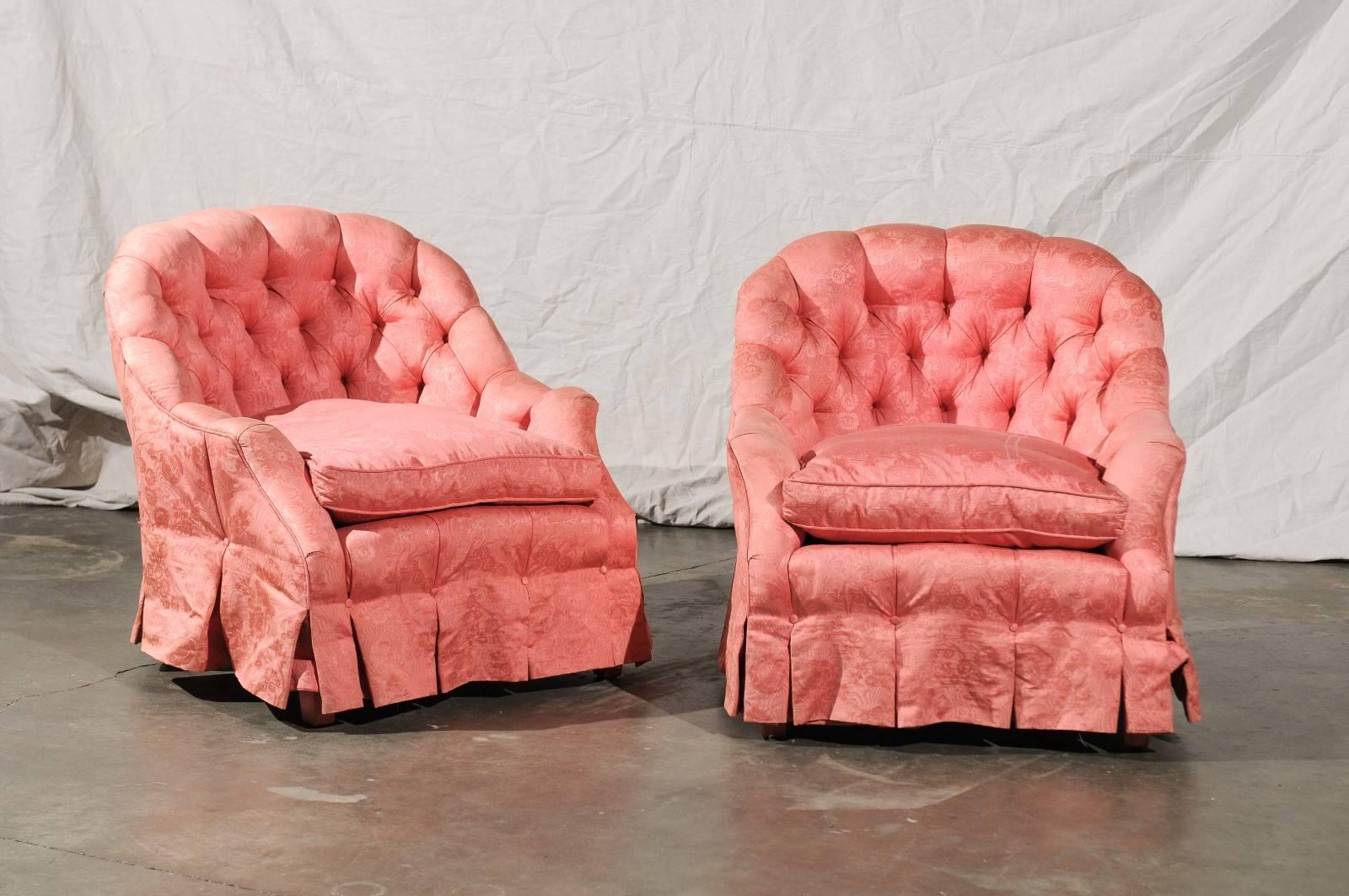 Pair of tufted club chairs, circa 1960s-1970s
31.25