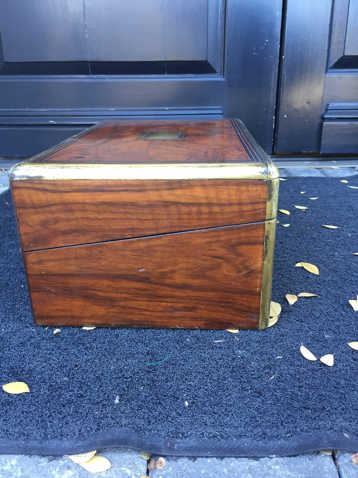 19th Century Rosewood Writing Box with Secret Compartment In Good Condition In Atlanta, GA