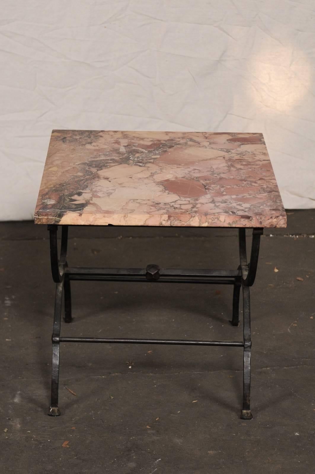 Early 20th Century Iron Side Table with Marble Top 3
