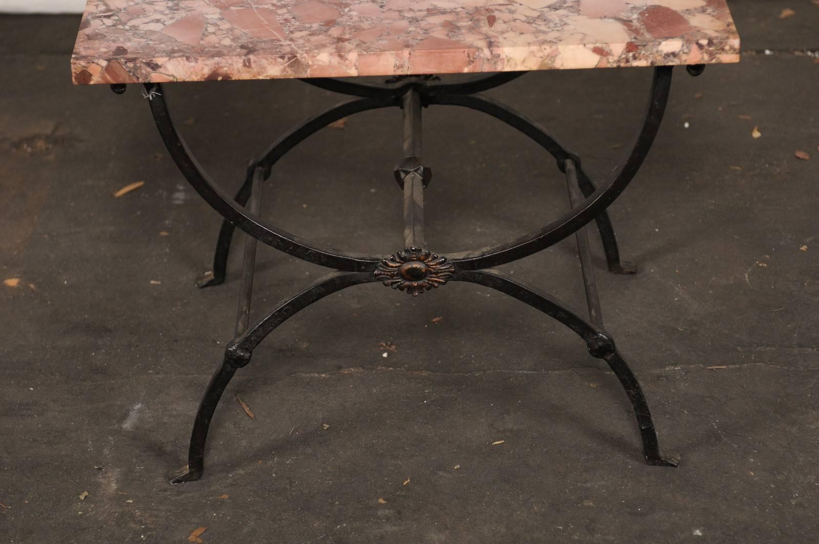 Early 20th Century Iron Side Table with Marble Top 5