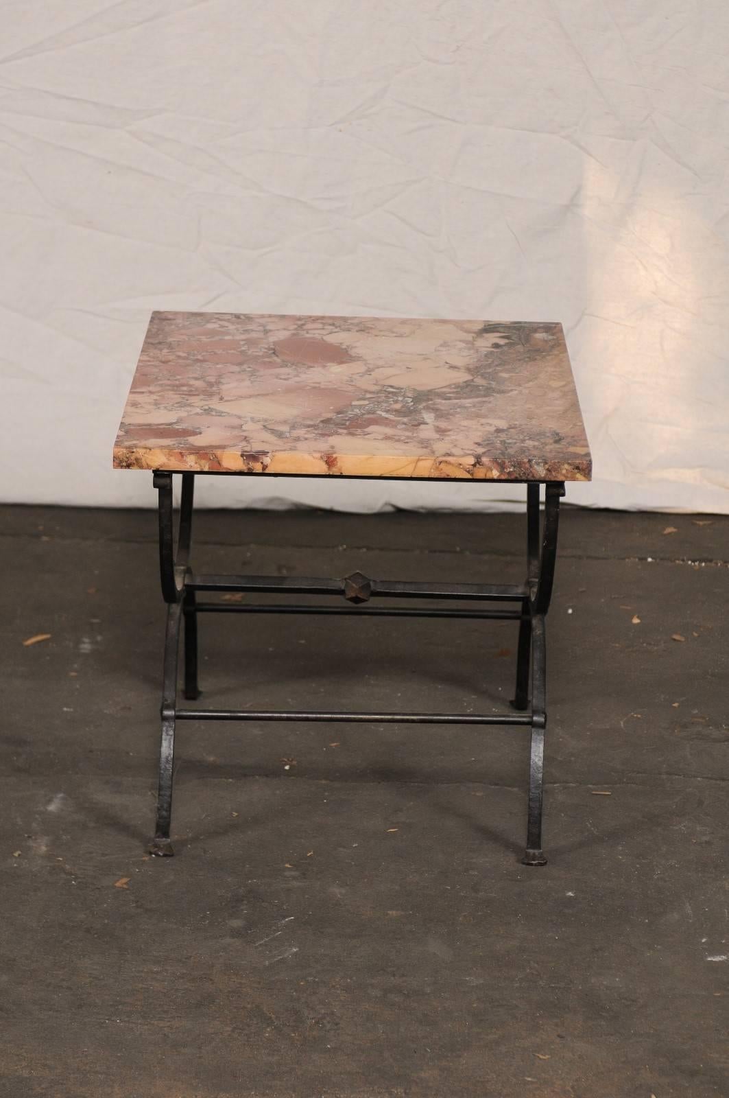 Early 20th Century Iron Side Table with Marble Top 6