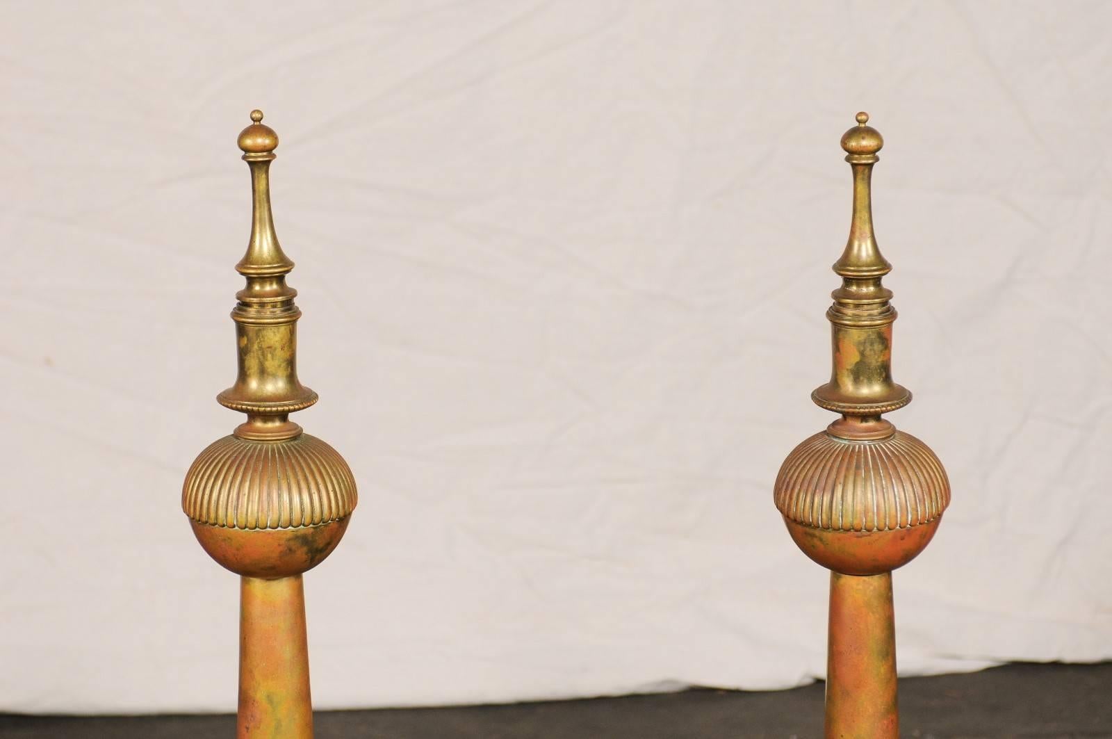 Pair of Large English Andirons with Beautifully Shaped Finials, circa 1880-1900 For Sale 5