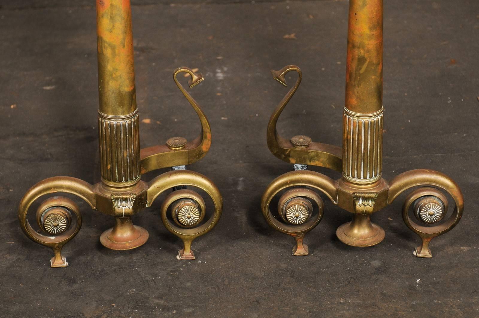 Pair of Large English Andirons with Beautifully Shaped Finials, circa 1880-1900 For Sale 6