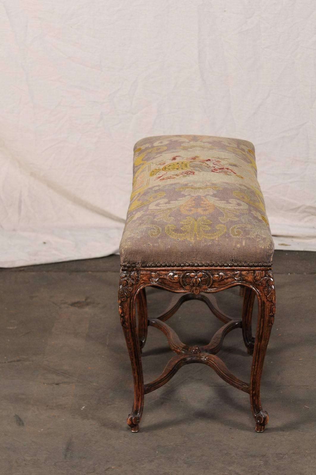 19th-20th Century French Louis XV Style Needlepoint Bench 3