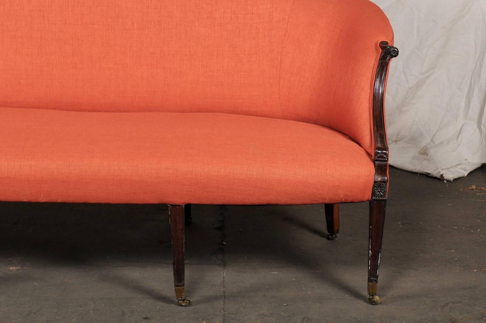 18th-19th Century American Federal Mahogany Upholstered Settee In Good Condition In Atlanta, GA
