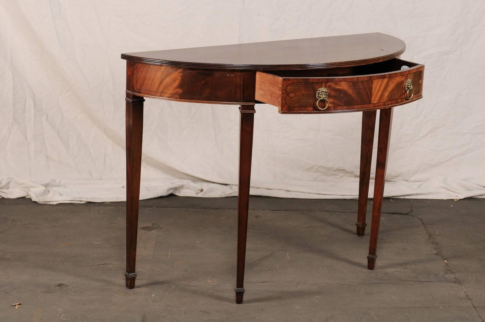 20th Century American in the Style of Sheraton Mahogany Demilune Console 3