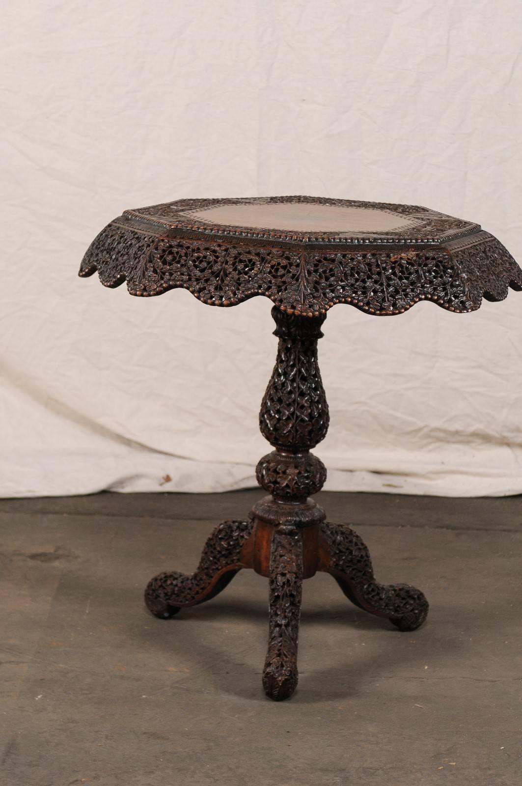 19th century intricately carved Anglo-Indian table.