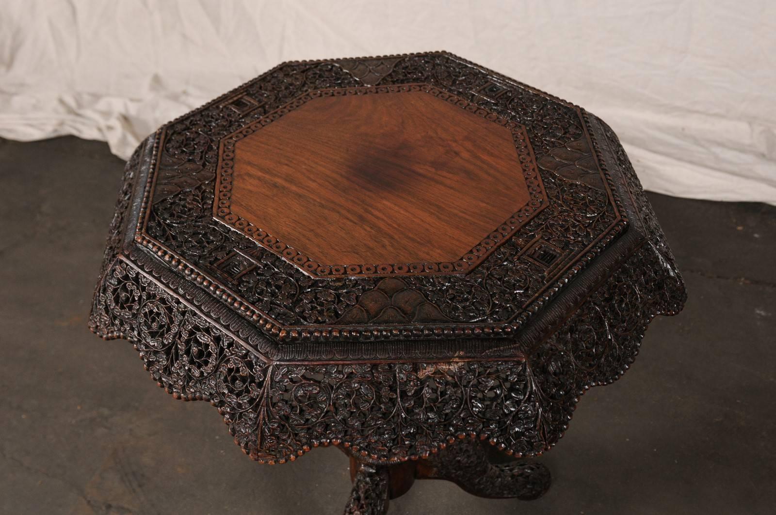 19th Century Intricately Carved Anglo-Indian Table In Good Condition For Sale In Atlanta, GA