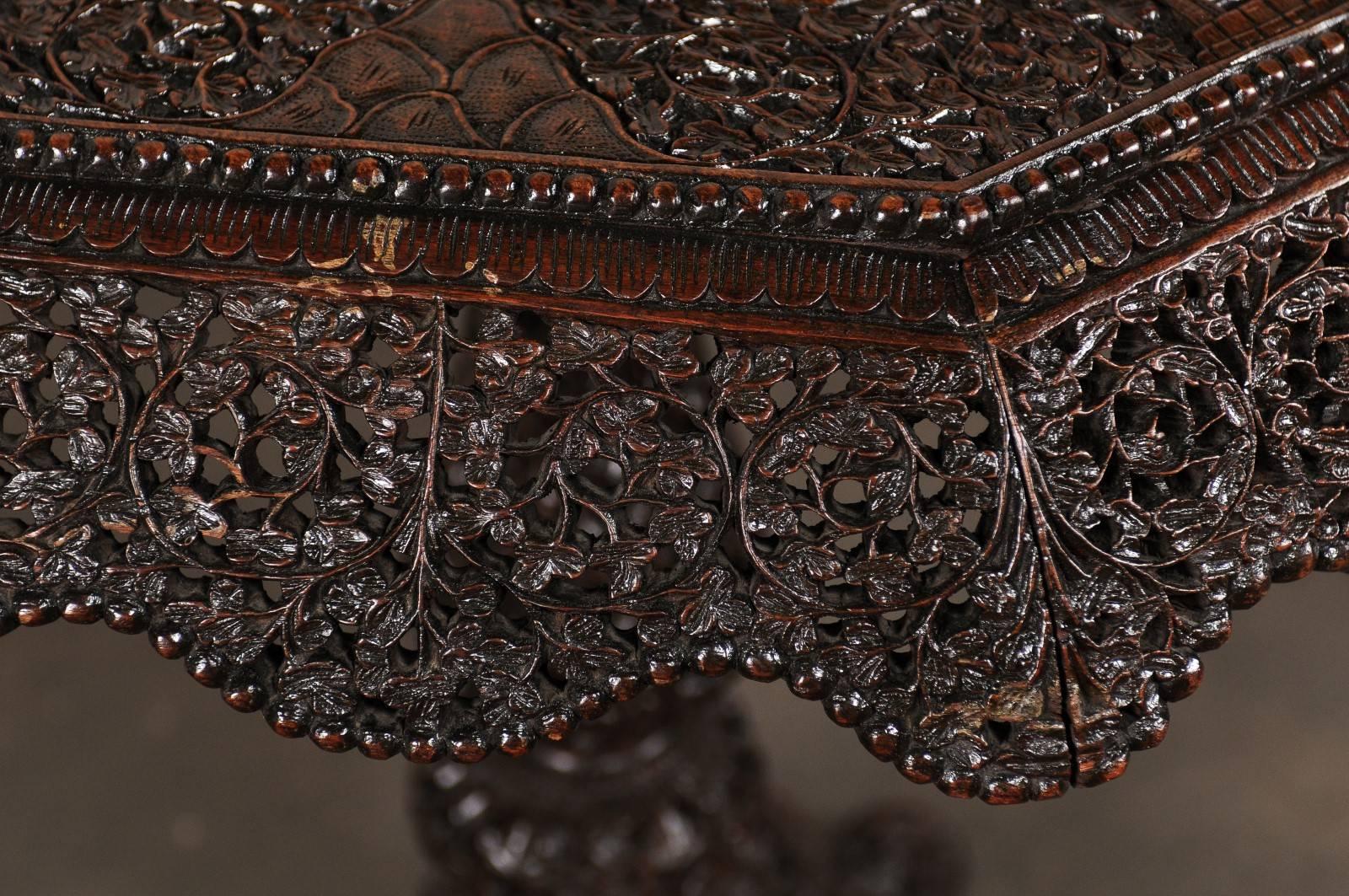 19th Century Intricately Carved Anglo-Indian Table For Sale 6