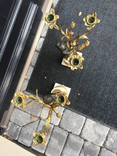 Pair of Continental 19th Century Gilt Bronze Boy and Girl Candelabras