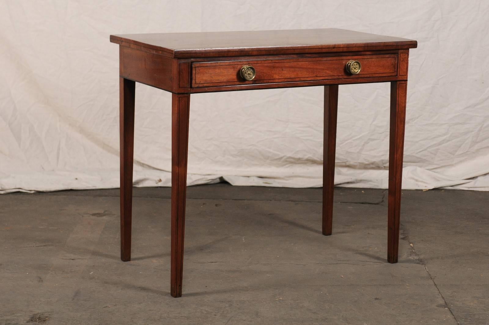 Early 19th Century English Regency Style Mahogany Table with Inlay, One Drawer 2
