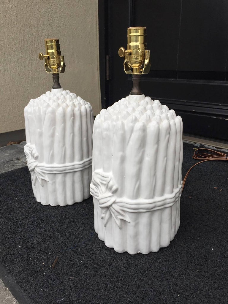 Pair of Mid Century Italian White Asparagus Lamps at 1stDibs