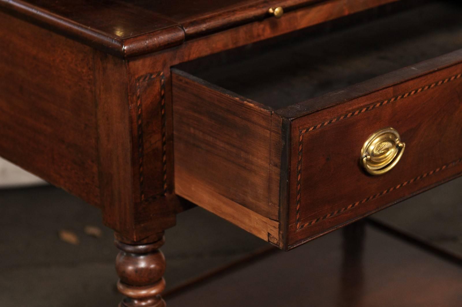 19th Century English Mahogany Book Secretary Desk Etagere with Turned Legs  2