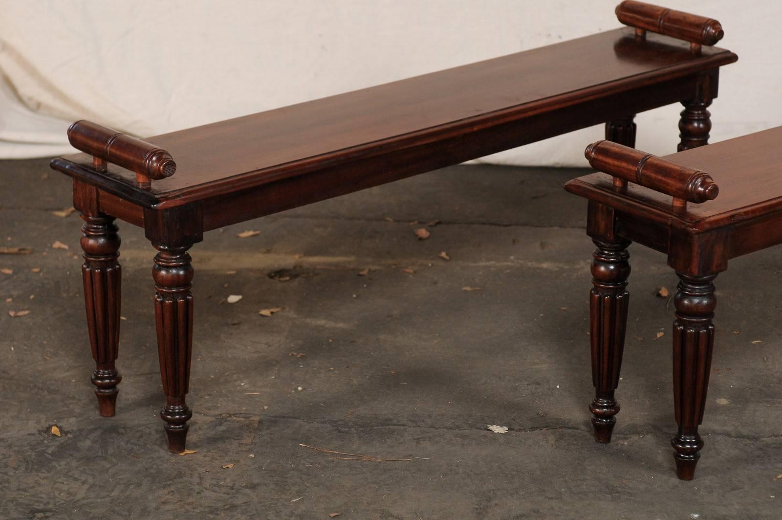 Pair of 19th Century English Regency Style Hall Benches In Good Condition In Atlanta, GA