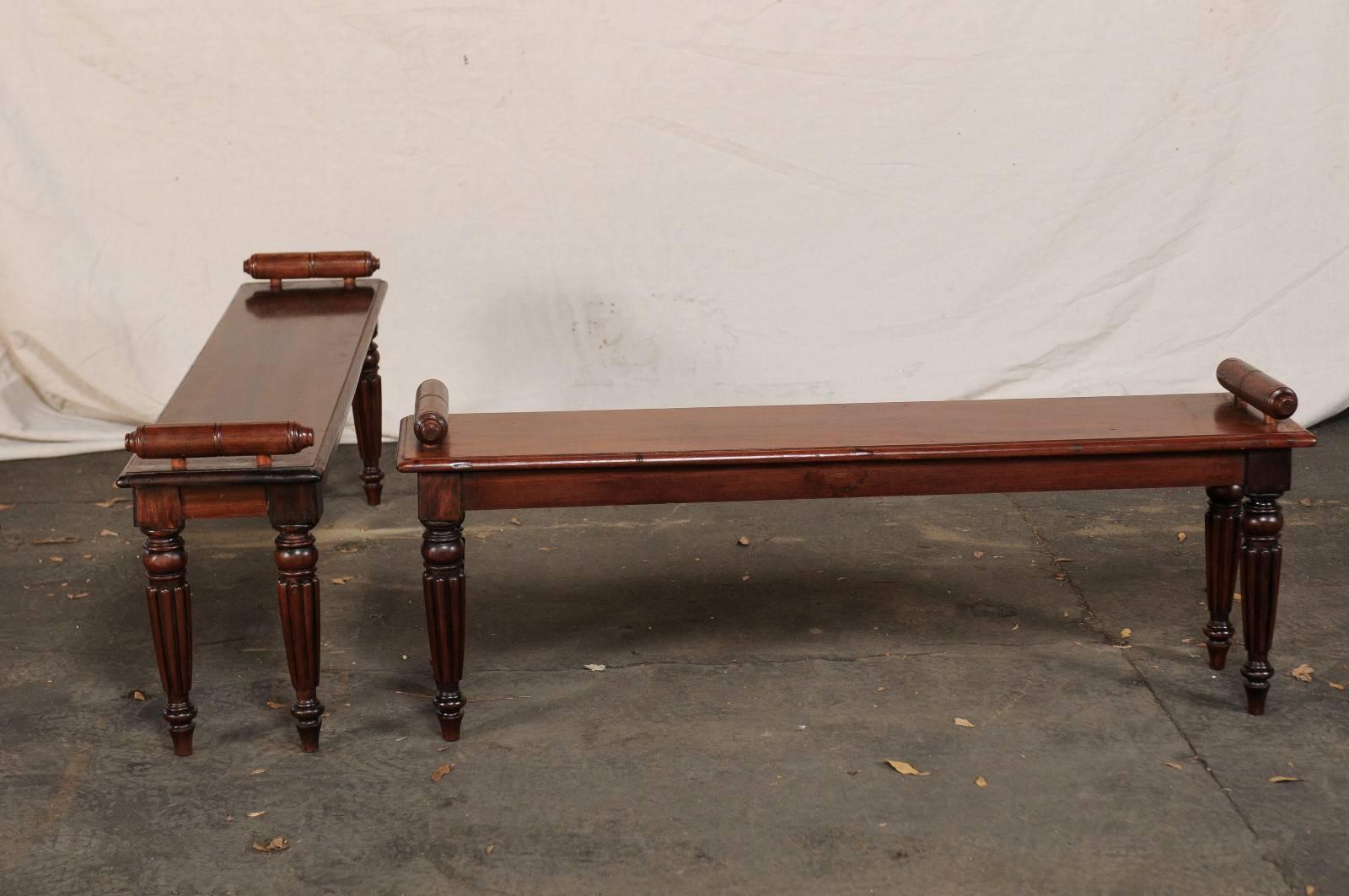 Pair of 19th Century English Regency Style Hall Benches 2