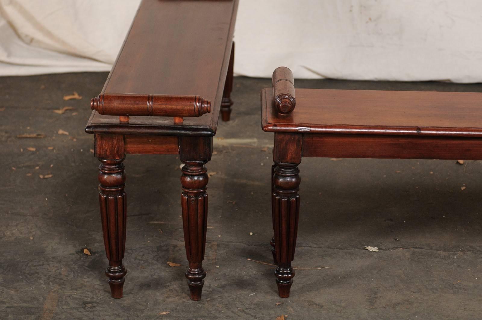 Pair of 19th Century English Regency Style Hall Benches 3