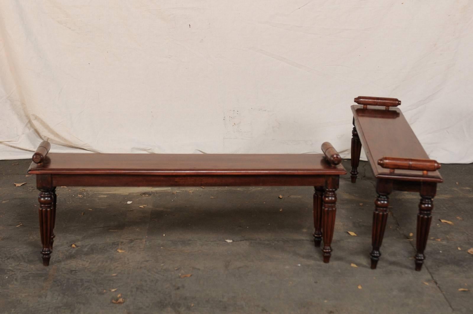 Pair of 19th Century English Regency Style Hall Benches 4