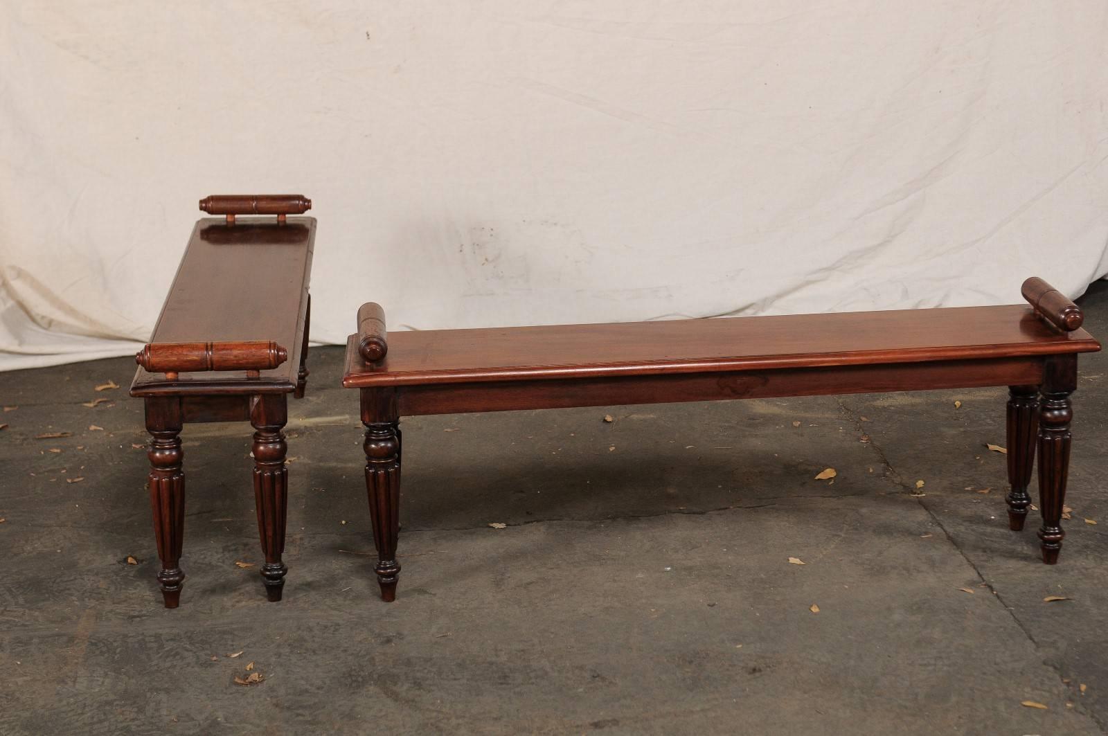 Pair of 19th Century English Regency Style Hall Benches 6