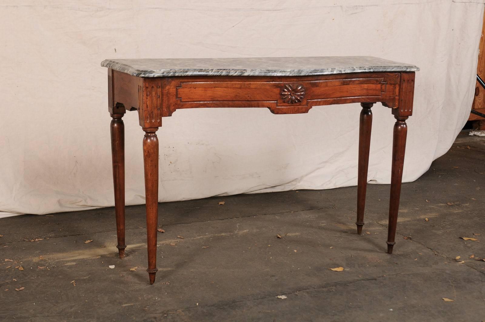 18th Century Italian Fruit Wood Carved Marble Top Console In Good Condition In Atlanta, GA