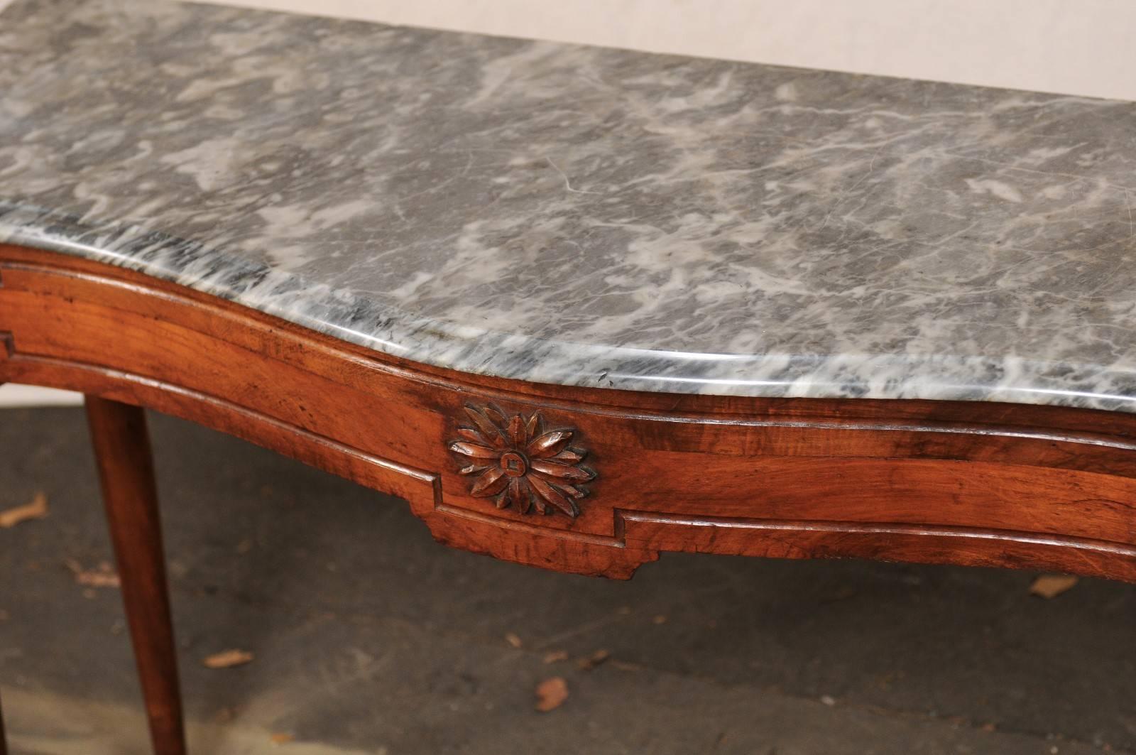 18th Century Italian Fruit Wood Carved Marble Top Console 2
