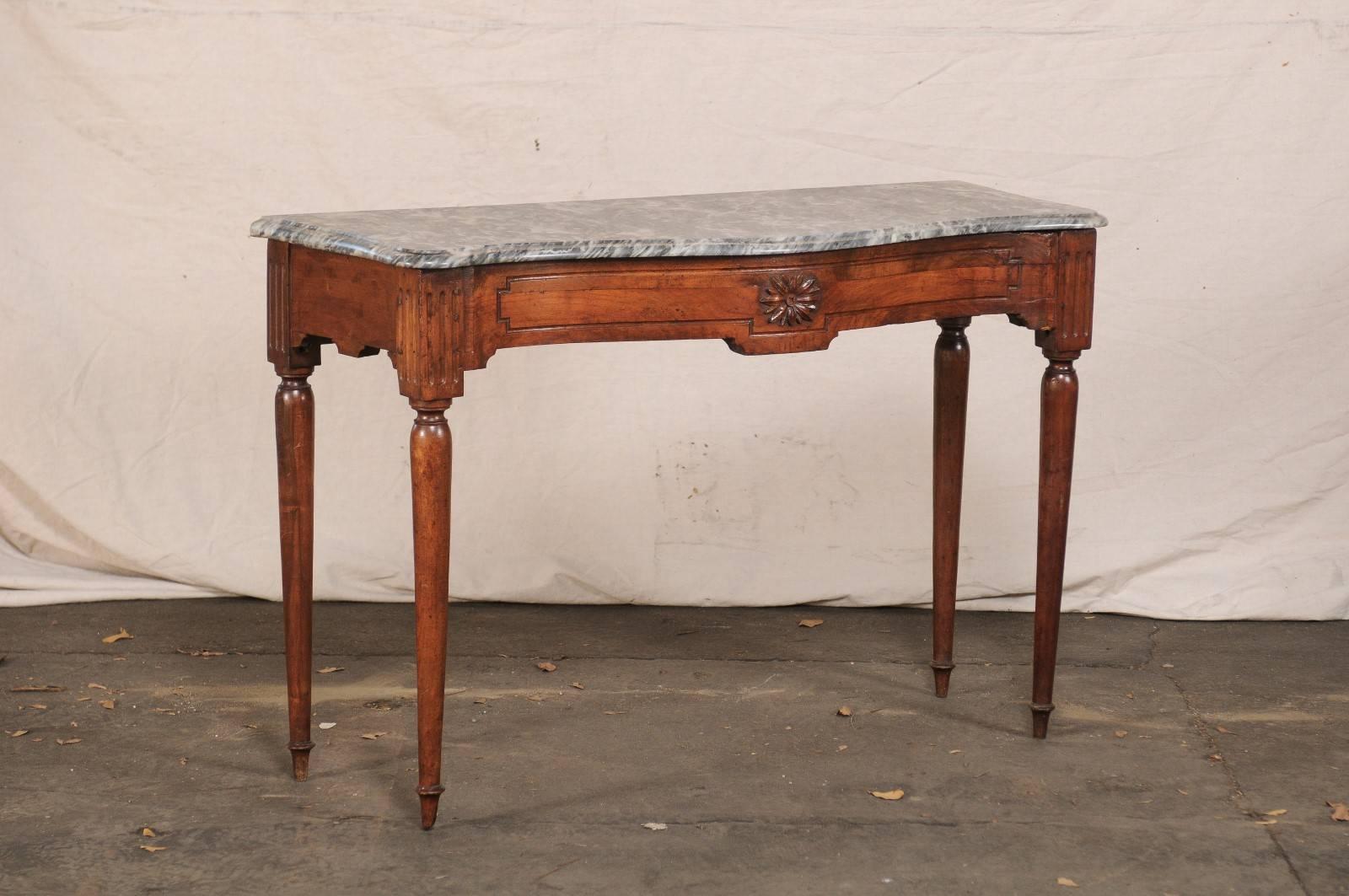 18th Century Italian Fruit Wood Carved Marble Top Console 3