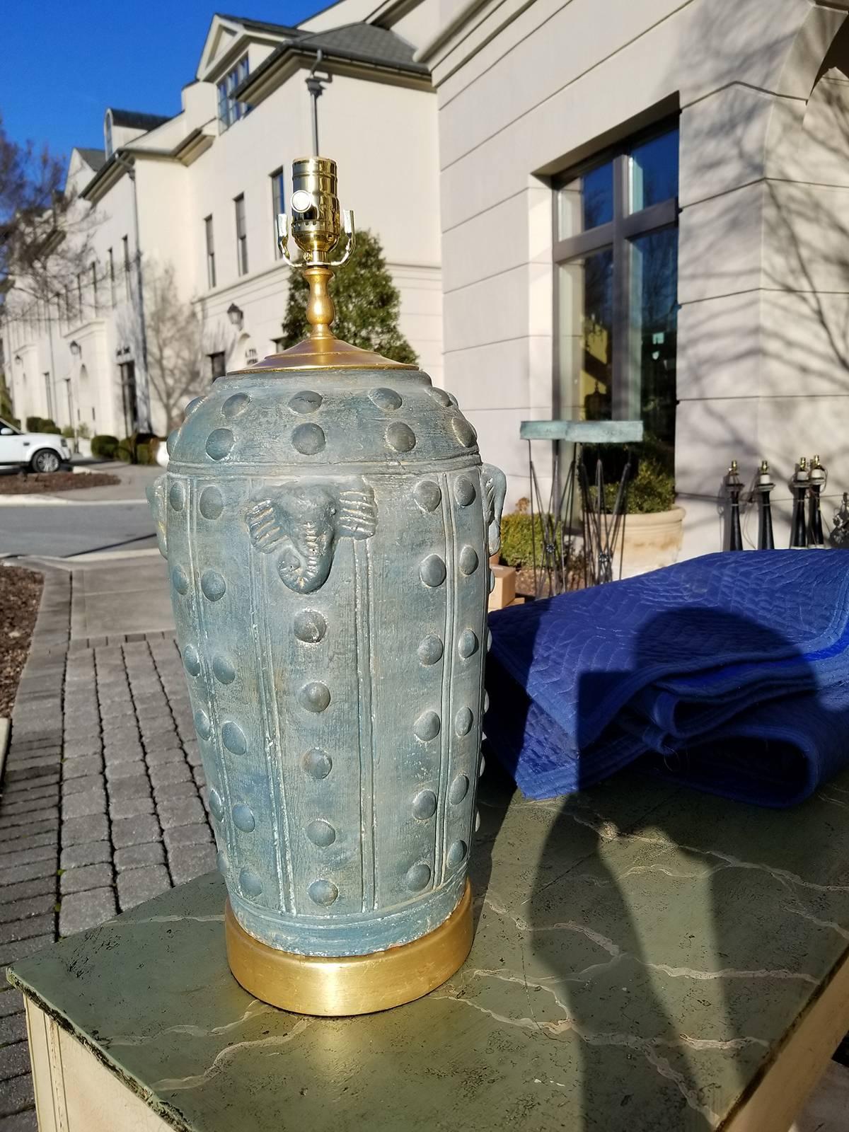 Art Deco Style Terra Cotta Vase as Lamp, American, circa 1930-1960s 4