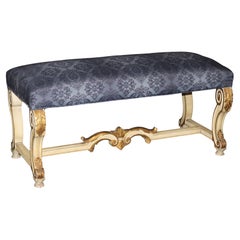 Antique French Louis XV Style Paint Decorated and Gilt Accent Bench C. 1920's