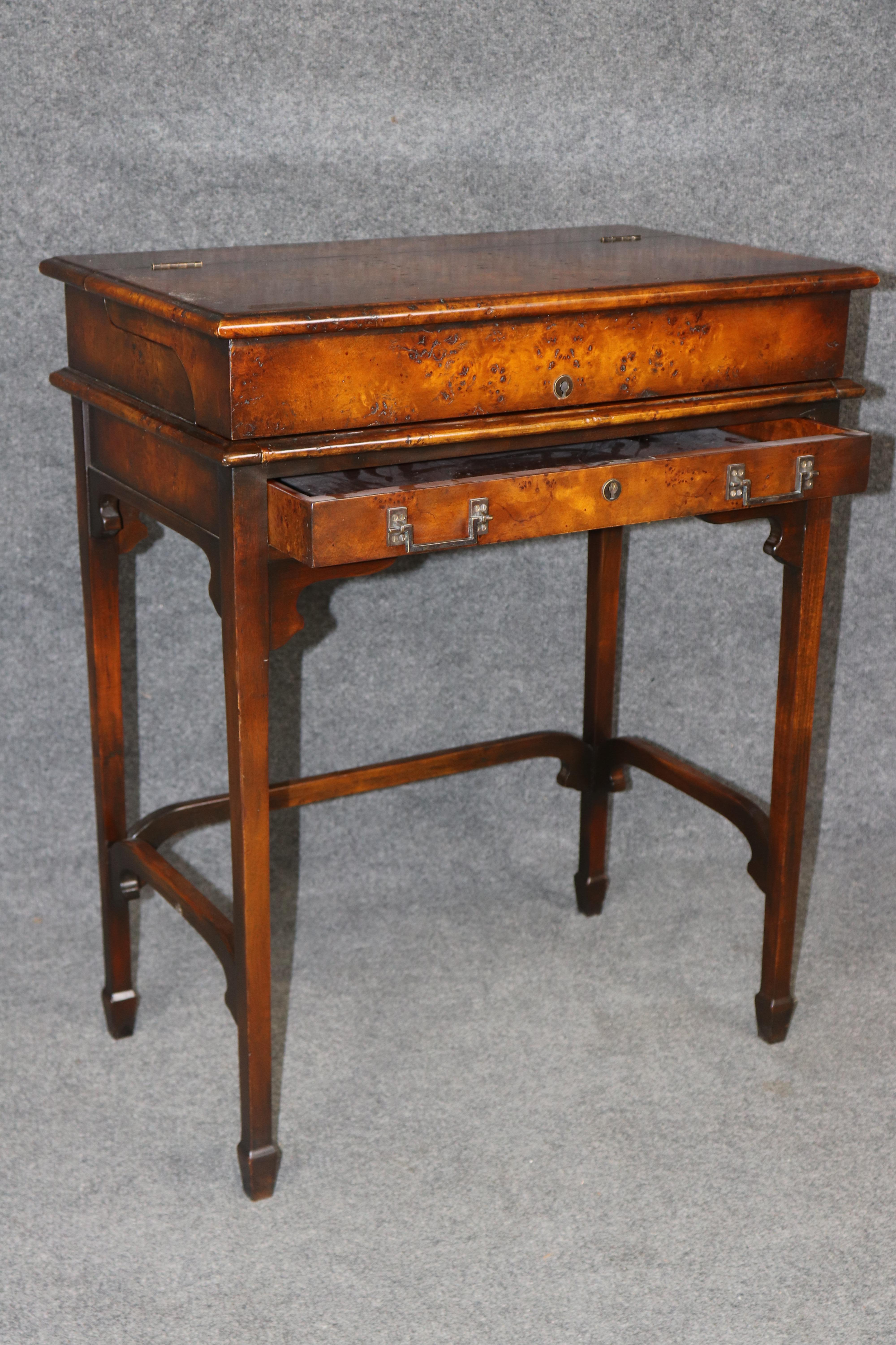 Theodore Alexander Burled Campaign Style Mechanical Desk (Metall) im Angebot