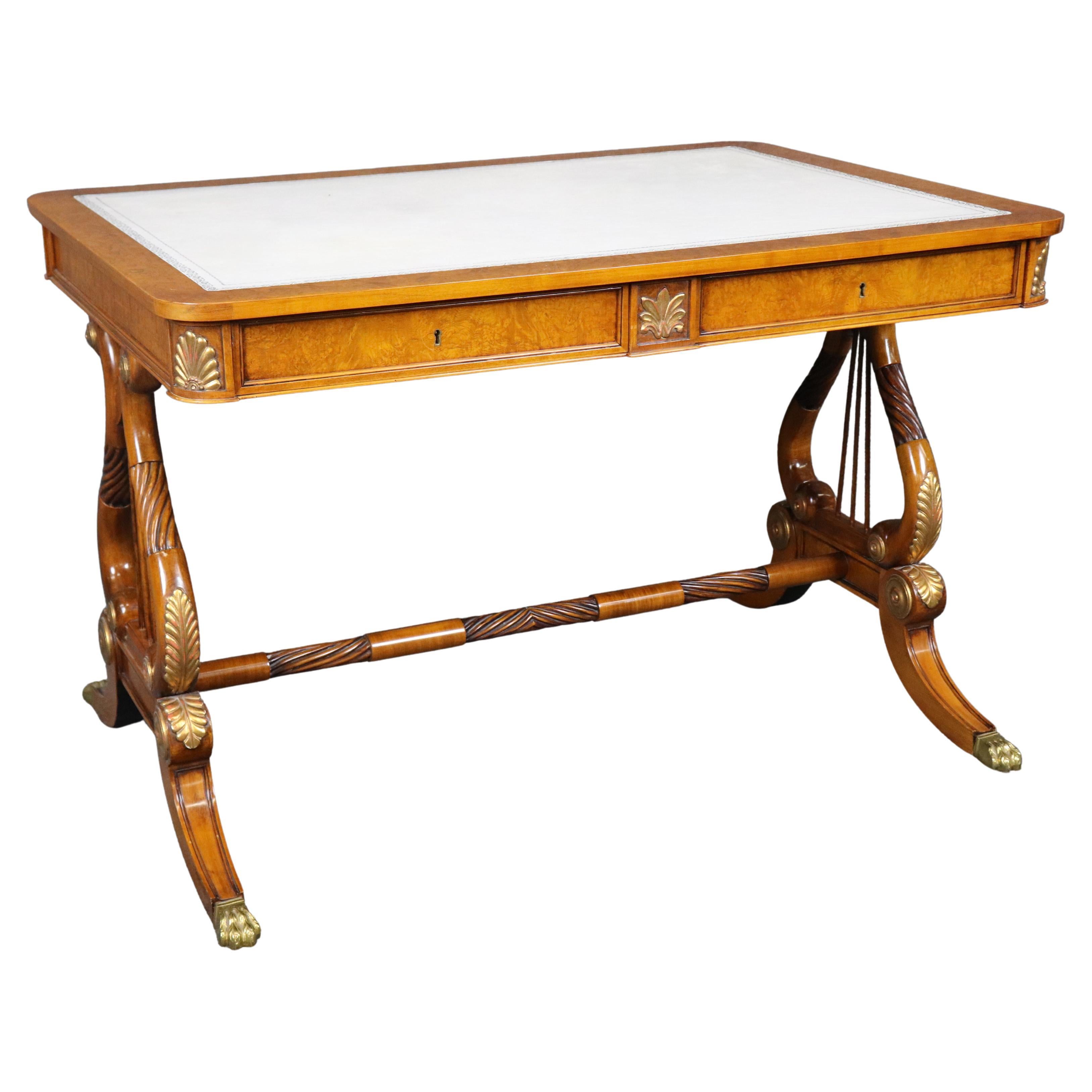 Italian Regency Style Embossed Leather Top Desk