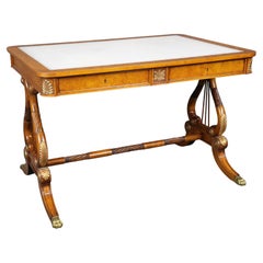 Italian Regency Style Embossed Leather Top Desk