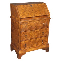 Small Antique Italian Fruitwood Secretary Desk C. 1930's