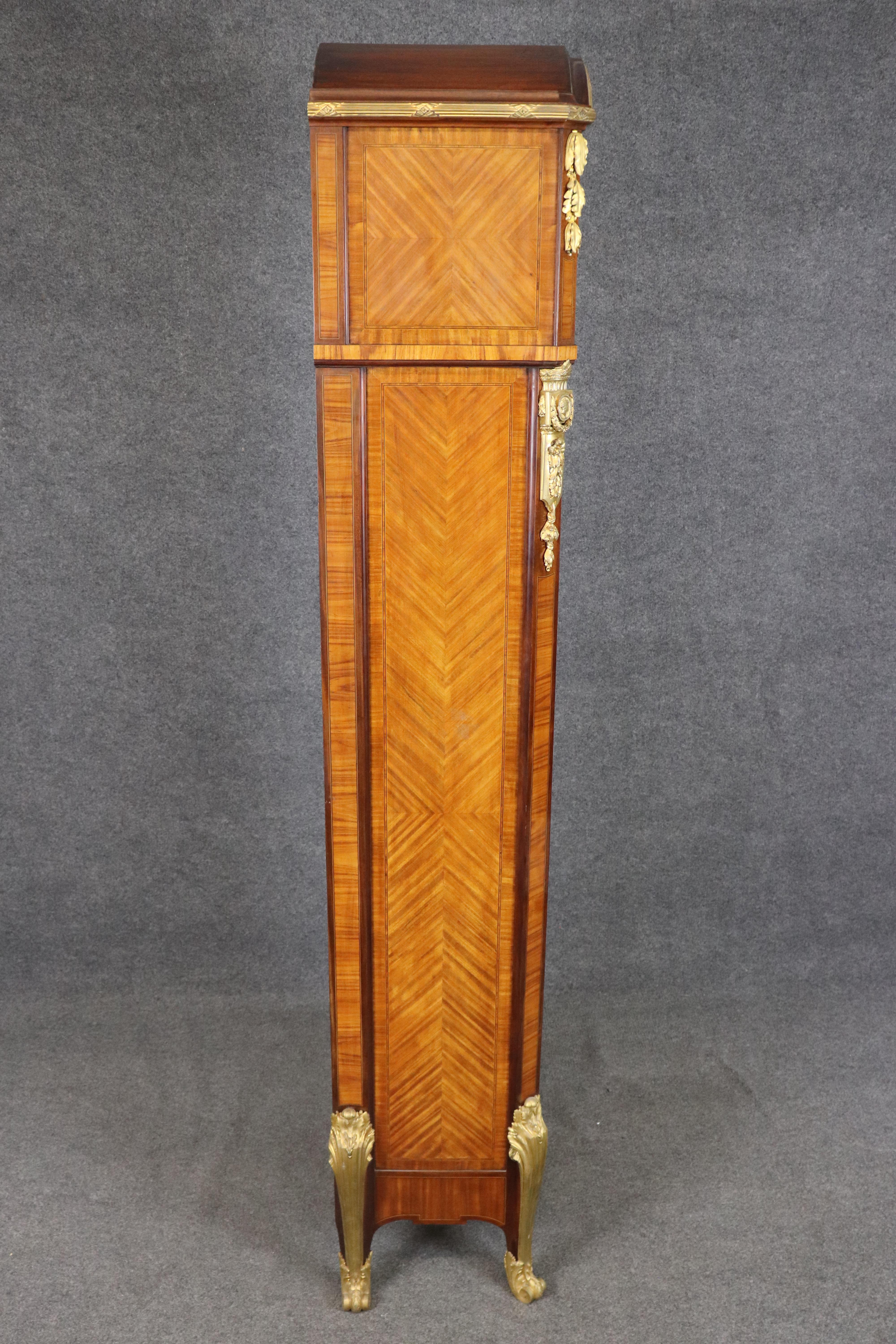 French Louis XV Style Bronze Ormolu Mounted Tall Case Clock Manner of Zwiener In Good Condition For Sale In Swedesboro, NJ