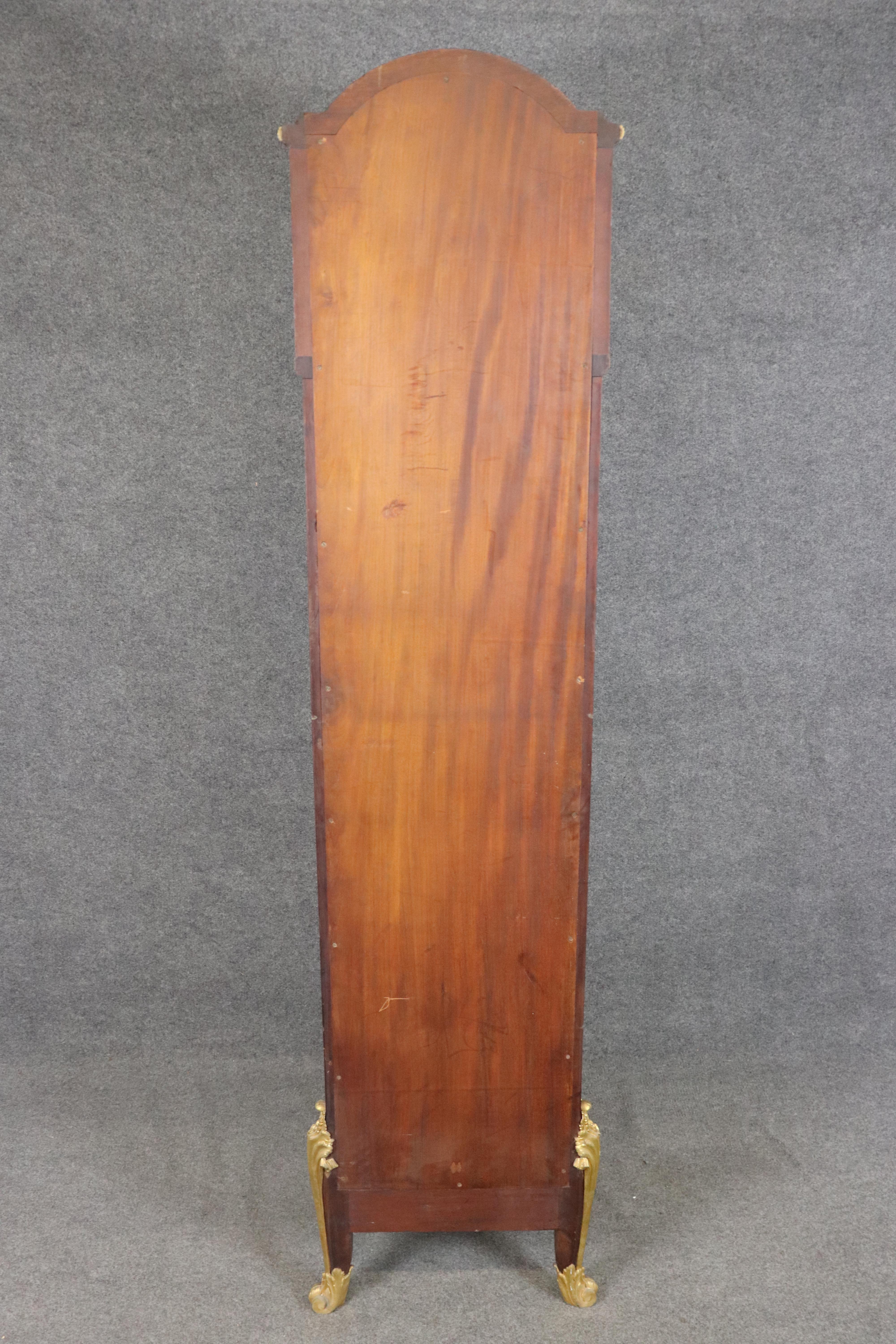 20th Century French Louis XV Style Bronze Ormolu Mounted Tall Case Clock Manner of Zwiener For Sale