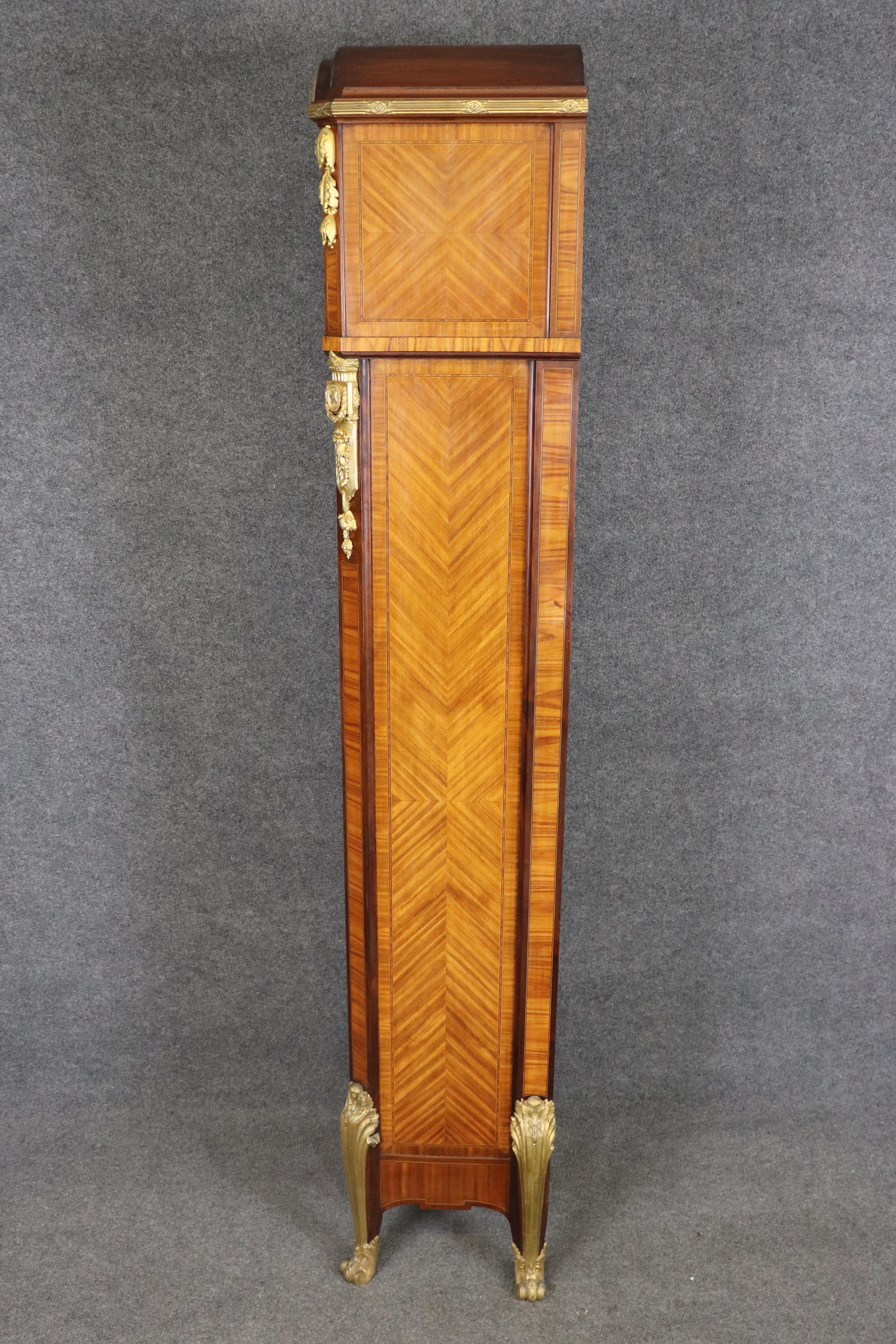 French Louis XV Style Bronze Ormolu Mounted Tall Case Clock Manner of Zwiener For Sale 1