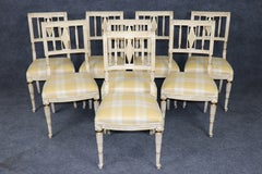 8 French Louis XVI Style Parcel Gilt Paint Decorated Dining Chairs
