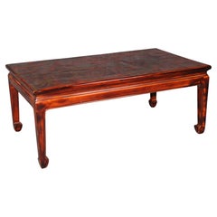 Regency Style Coromandel Scarlet Red Chinoiserie Lacquered Coffee Table