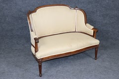 Antique French Louis XVI Style Walnut Settee C. 1900's