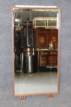 Antique French Art Deco Heavy Metal Mirror C. 1930's