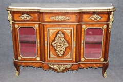 19th Century French Louis XV Style Bronze Mounted Marble Top Cabinet
