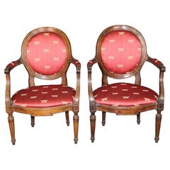 Pair of 18th Century Period French Louis XVI Carved Armchairs