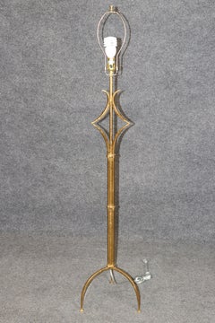 Art Deco Style italian Gold Leaf Metal Floor Lamp in the Style of Andre Arbus