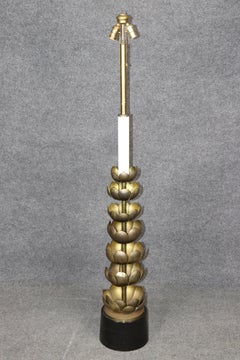 Parzinger Style Hollywood Regency Brass Lotus Floor Lamp By Feldman Lighting