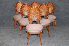 6 Grotto Style Hand Carved Gilt Accent Dining Chairs Attributed to Serge Roche