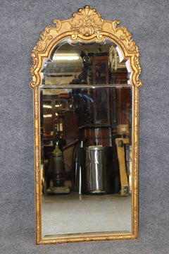 Vintage George III Style Carved Gold Gilt Beveled Glass Mirror C. 1950's