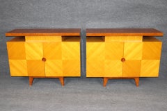 Pair of Art Deco Style Burled Swedish Cabinets by Andrew Szoeke C. 1940's